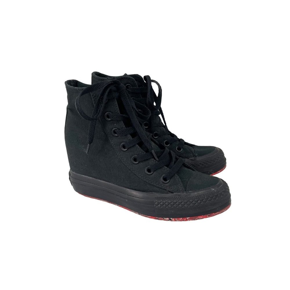 Converse All Star Black Canvas Hidden Wedge Lace Sneakers Shoes 542428C Womens 6